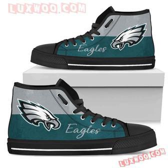 Divided Colours Stunning Logo Philadelphia Eagles High Top Shoes Sport Sneakers | Favorety CA