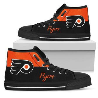 Divided Colours Stunning Logo Philadelphia Flyers High Top Shoes | Favorety CA