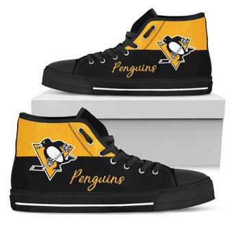 Divided Colours Stunning Logo Pittsburgh Penguins High Top Shoes | Favorety DE