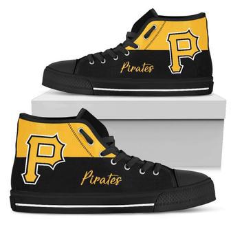 Divided Colours Stunning Logo Pittsburgh Pirates High Top Shoes | Favorety CA