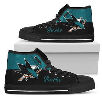 Divided Colours Stunning Logo San Jose Sharks High Top Shoes | Favorety