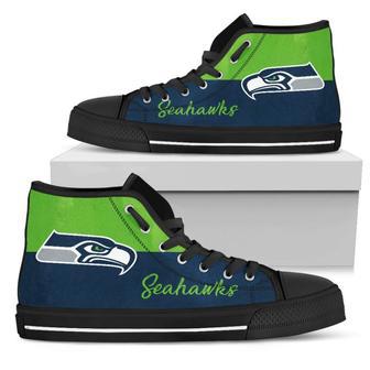 Divided Colours Stunning Logo Seattle Seahawks High Top Shoes | Favorety DE