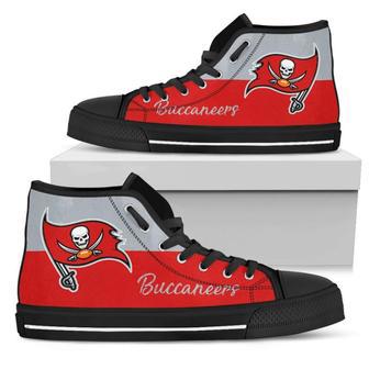 Divided Colours Stunning Logo Tampa Bay Buccaneers High Top Shoes | Favorety AU