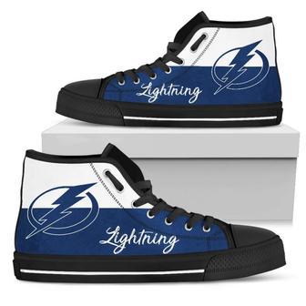 Divided Colours Stunning Logo Tampa Bay Lightning High Top Shoes | Favorety CA