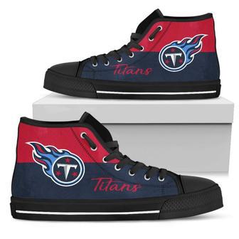 Divided Colours Stunning Logo Tennessee Titans High Top Shoes | Favorety AU