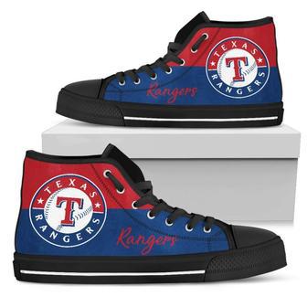 Divided Colours Stunning Logo Texas Rangers High Top Shoes | Favorety