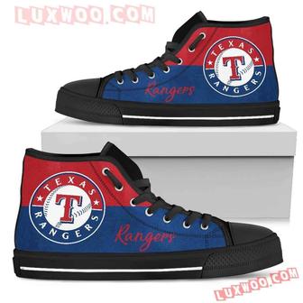 Divided Colours Stunning Logo Texas Rangers High Top Shoes Sport Sneakers | Favorety