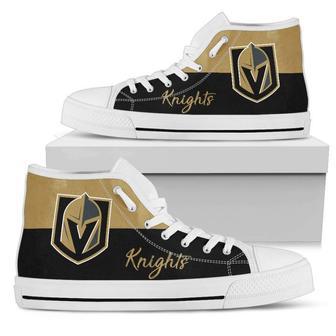 Divided Colours Stunning Logo Vegas Golden Knights High Top Shoes | Favorety