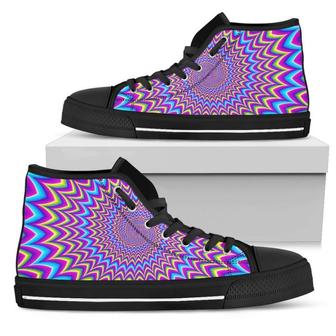 Dizzy Spiral Moving Optical Illusion Women's High Top Shoes - Monsterry