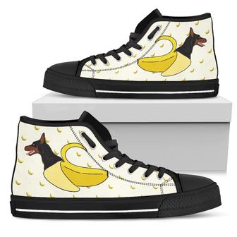 Doberman Inside Banana Funny Gift High Top Shoes - Monsterry AU