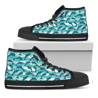 Dolphins In The Ocean Pattern Print Black High Top Shoes - Monsterry DE