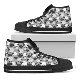 Doodle Sheep Pattern Print Black High Top Shoes - Monsterry AU