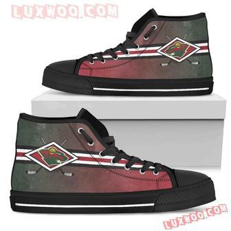 Double Stick Check Minnesota Wild High Top Shoes Sport Sneakers | Favorety