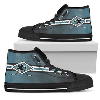 Double Stick Check San Jose Sharks High Top Shoes | Favorety