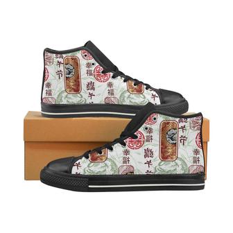 Dragon Pattern Happy Dragon Boat Festival Men's High Top Shoes Black - Monsterry CA
