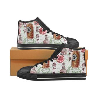 Dragon Pattern Happy Dragon Boat Festival Women's High Top Shoes Black - Monsterry CA