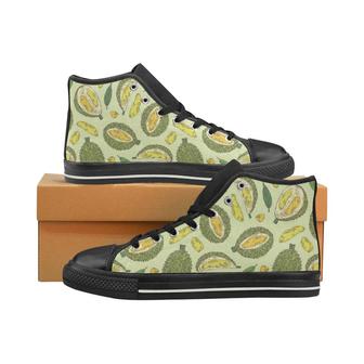 Durian leaves pattern background Women's High Top Shoes Black - Monsterry DE