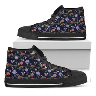 Eagle And Jaguar Pattern Print Black High Top Shoes - Monsterry