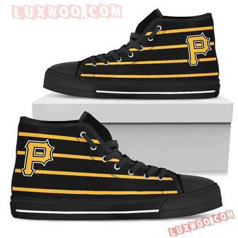 Edge Straight Perfect Circle Pittsburgh Pirates High Top Shoes Sport Sneakers | Favorety