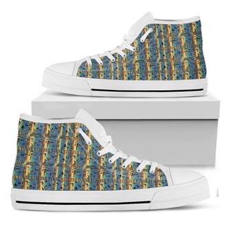 Egyptian Eye Of Horus Pattern Print White High Top Shoes - Monsterry AU