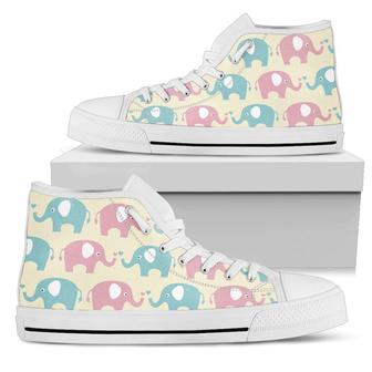 Elephant Baby Pastel Print Pattern Women High Top Shoes - Monsterry