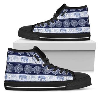 Elephant Mandala Flower Purple Women's High Top Shoes Canvas Sneakers - Monsterry DE