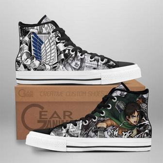 Eren Fighting High Top Shoes Custom Anime Attack On Titan Sneakers | Favorety DE