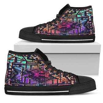 Ethnic Aztec Grunge Trippy Print Women's High Top Shoes - Monsterry AU