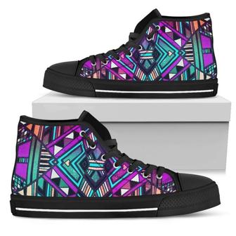 Ethnic Aztec Trippy Print Women's High Top Shoes - Monsterry CA