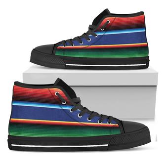 Ethnic Mexican Serape Black High Top Shoes - Monsterry