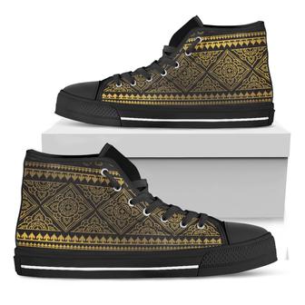 Ethnic Thai Elephant Black High Top Shoes - Monsterry CA