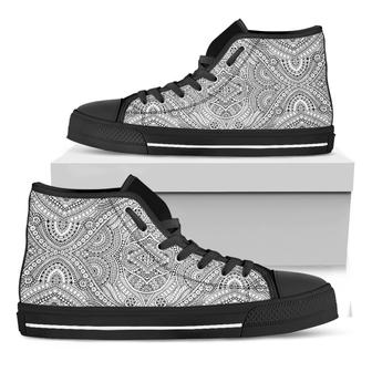Ethnic Zentangle Pattern Print Black High Top Shoes - Monsterry