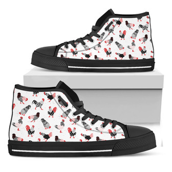 Exotic Chicken Pattern Print Black High Top Shoes - Monsterry