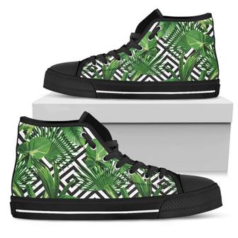 Exotic Tropical Leaves Pattern Print Men's High Top Shoes - Monsterry