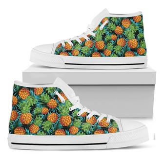 Exotic Tropical Pineapple Pattern Print White High Top Shoes - Monsterry DE