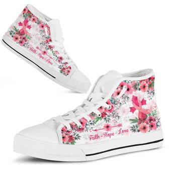Faith Hope Love Breast Cancer Awareness High Top Shoes - Monsterry CA