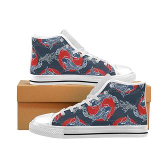 Fancy Carps hand drawn japanese art Men's High Top Shoes White - Monsterry
