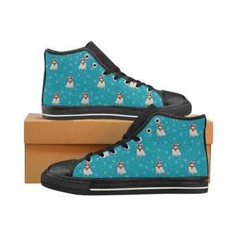 Fat Chihuahua Christmas Pattern Men's High Top Shoes Black - Monsterry AU