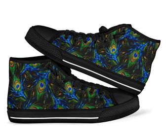Feather Peacock Pattern Print Men Women'S High Top Shoes - Monsterry