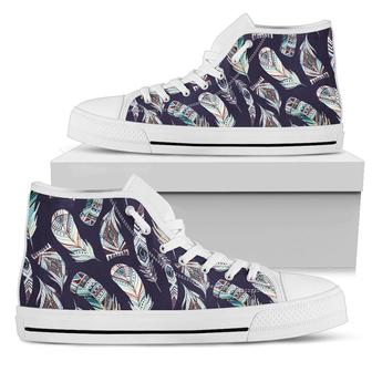 Feather Vintage Boho Design Print Women High Top Shoes - Monsterry