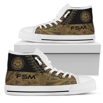 Federated States Of Micronesia High Top Shoes - Gold Color Symmetry Style - Monsterry CA