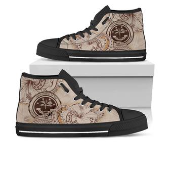 Federated States Of Micronesia High Top Shoes - Hibiscus Flowers Vintage Style - Monsterry