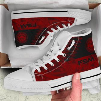 Federated States Of Micronesia High Top Shoes - Red Color Symmetry Style - Monsterry CA