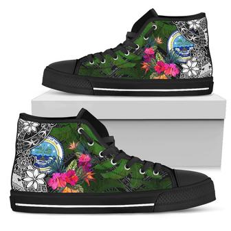Federated States Of Micronesia High Top Shoes - Turtle Plumeria Banana Leaf - Monsterry CA
