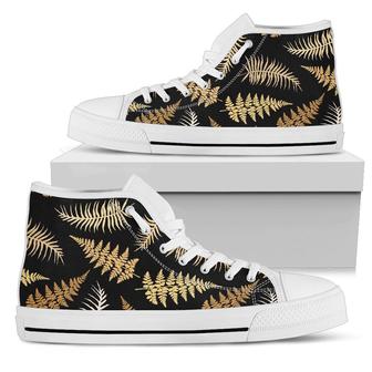 Fern Leaves Bright Print Pattern Women High Top Shoes - Monsterry