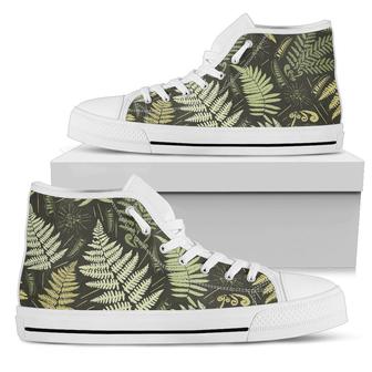 Fern Leaves Green Print Pattern Women High Top Shoes - Monsterry AU