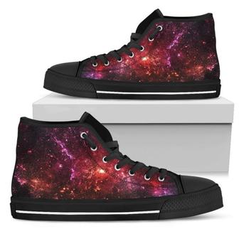 Fiery Nebula Universe Galaxy Space Print Women's High Top Shoes - Monsterry