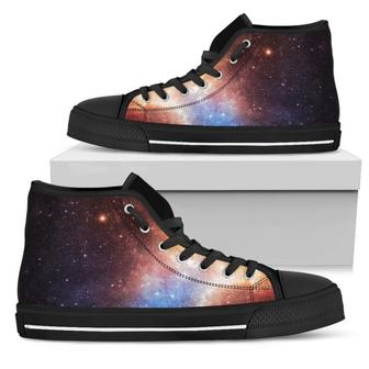 Fiery Universe Nebula Galaxy Space Print Men's High Top Shoes - Monsterry