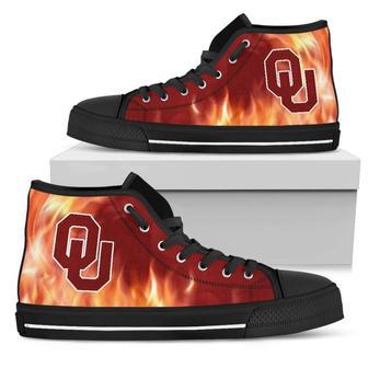 Fighting Like Fire Oklahoma Sooners High Top Shoes | Favorety CA