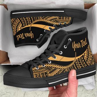 Fiji Custom Personalised High Top Shoes Gold - Polynesian Tentacle Tribal Pattern Crest - - Monsterry AU